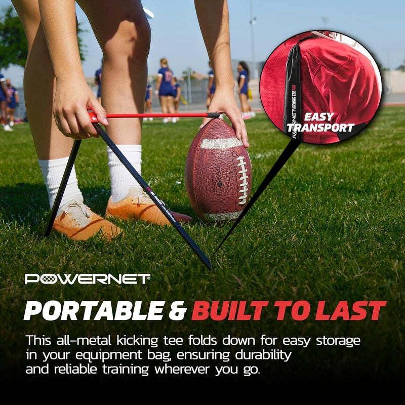 PowerNet Football Kicking Tee Pro, Portable with Included Carry Bag, Durable All Metal Football Holder, Use for Field Goal Practice and Training, Compatible with All Football Sizes - Image 4